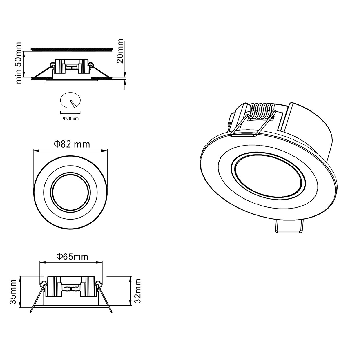 LED Spot - Inbouwspot - Trion Cynomi - 5W - Warm Wit 3000K - Rond - Mat Wit - Kunststof - Ø80mm