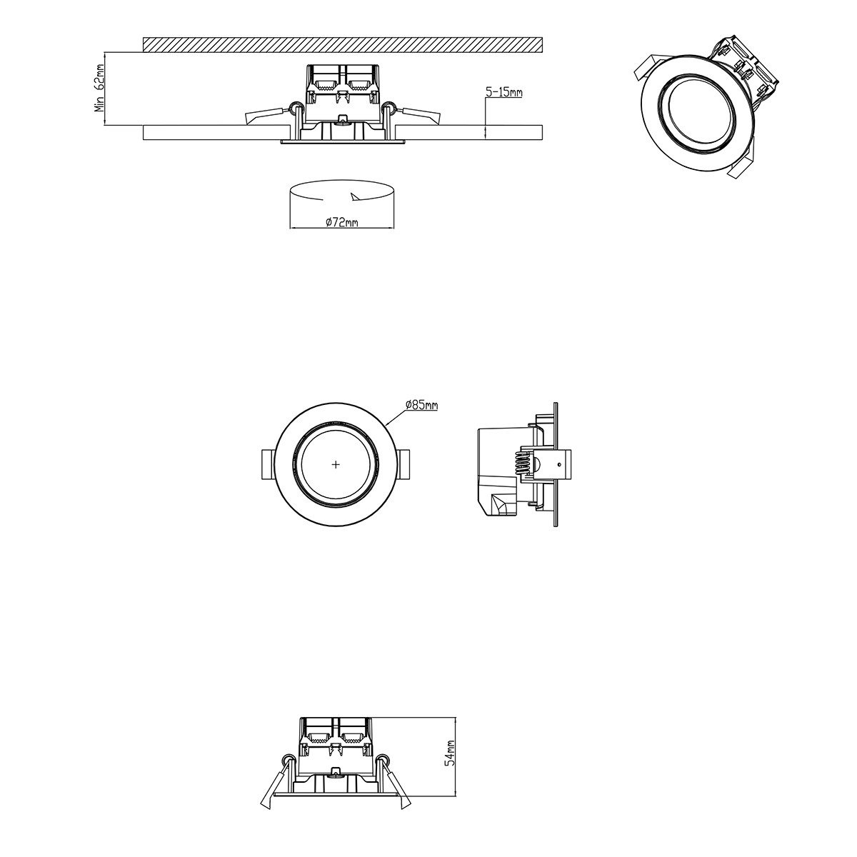 LED Spot - Inbouwspot - Trion Paniro - Rond 5W - Dimbaar - Warm Wit 3000K - Mat Chroom - Aluminium - Ø80mm