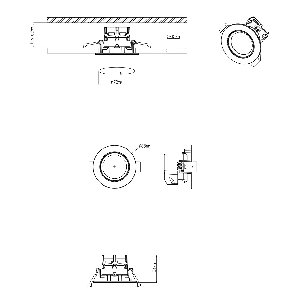 LED Spot - Inbouwspot - Trion Paniro - Rond 5W - Dimbaar - Warm Wit 3000K - Mat Nikkel - Aluminium - Ø80mm