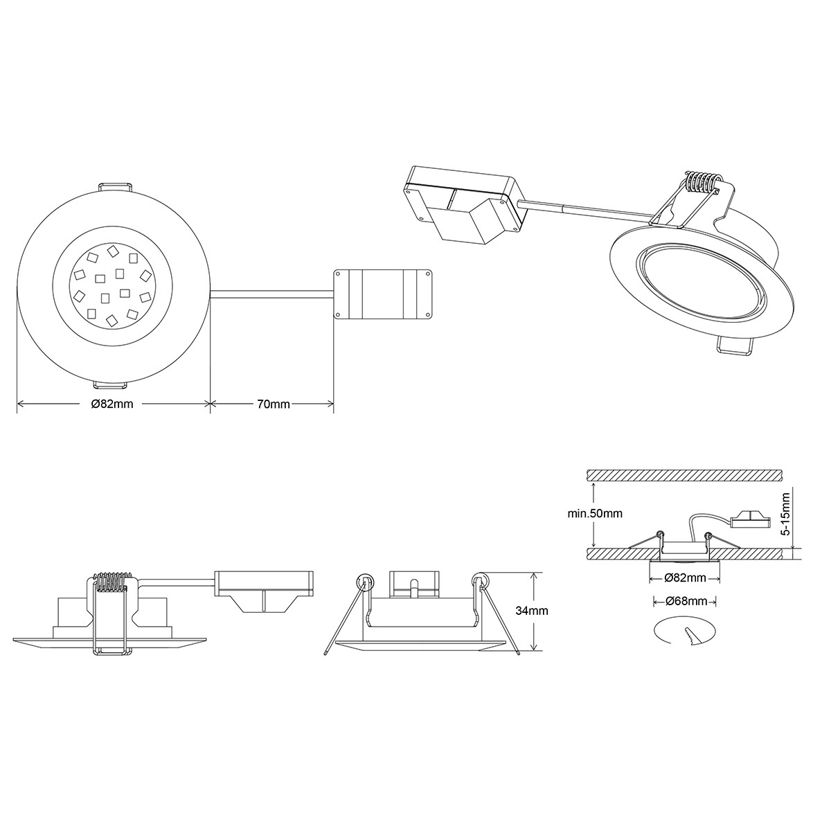 LED Spot - Inbouwspot - Trion Roluno - 5W - Warm Wit 3000K - Rond - Mat Chroom - Aluminium - Ø80