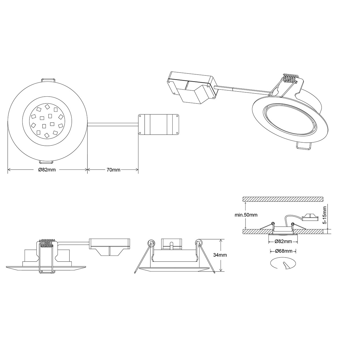 LED Spot - Inbouwspot - Trion Roluno - 5W - Warm Wit 3000K - Rond - Mat Nikkel - Aluminium - Ø80