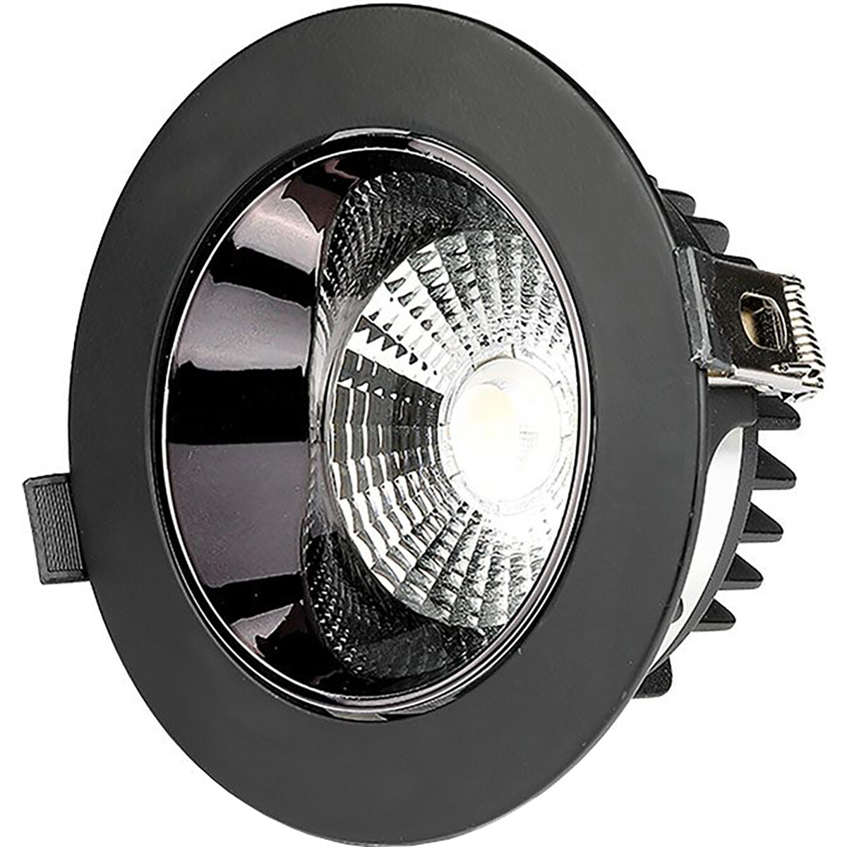 LED Spot - Inbouwspot - Viron Coba - 30W - Warm Wit 3000K - Rond - Mat Zwart - Aluminium - SAMSUNG LEDs