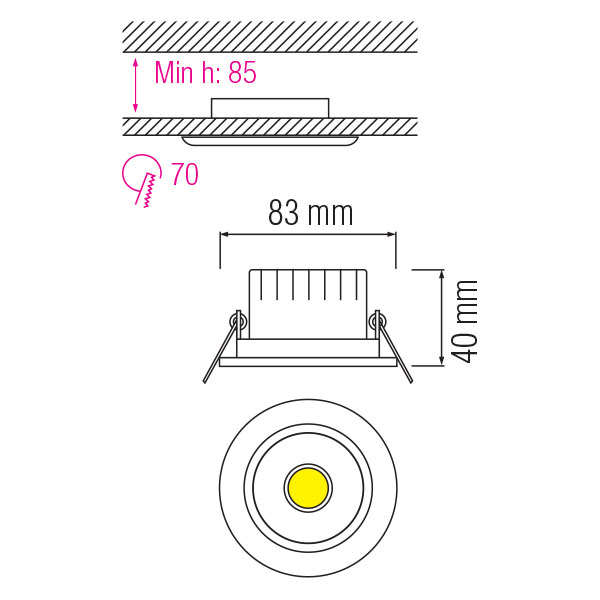 LED Spot - Inbouwspot - Lila - Rond 3W - Natuurlijk Wit 4200K - Mat Wit Aluminium - Kantelbaar Ø83mm