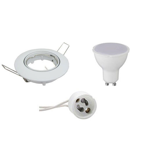 LED Spot Set - GU10 Fitting - Inbouw Rond - Glans Wit - 4W - Natuurlijk Wit 4200K - Kantelbaar Ø82mm