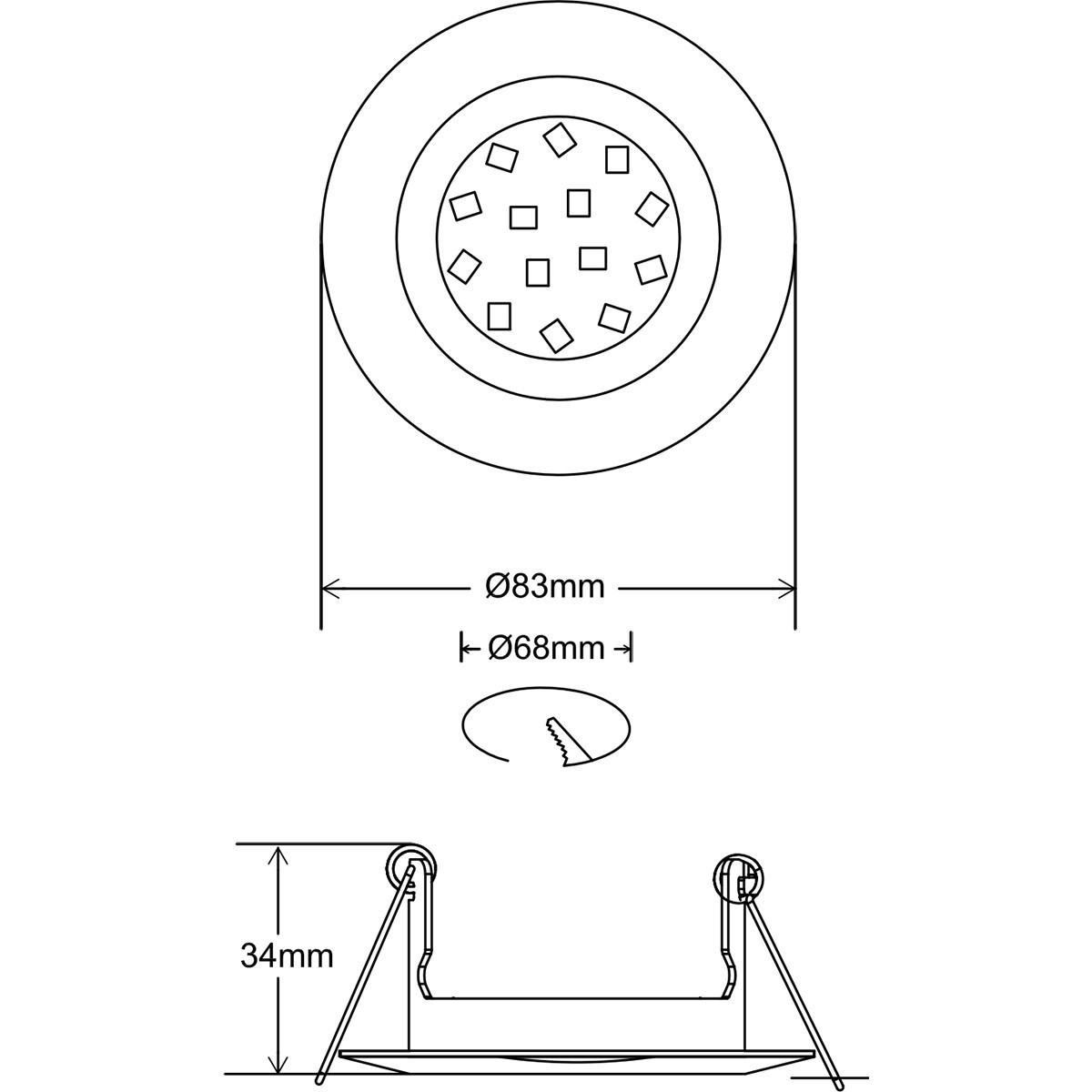 LED Spot Set - Trion - GU10 Fitting - Dimbaar - Inbouw Rond - Mat Zwart - 6W - Helder/Koud Wit 6400K - Kantelbaar Ø83mm