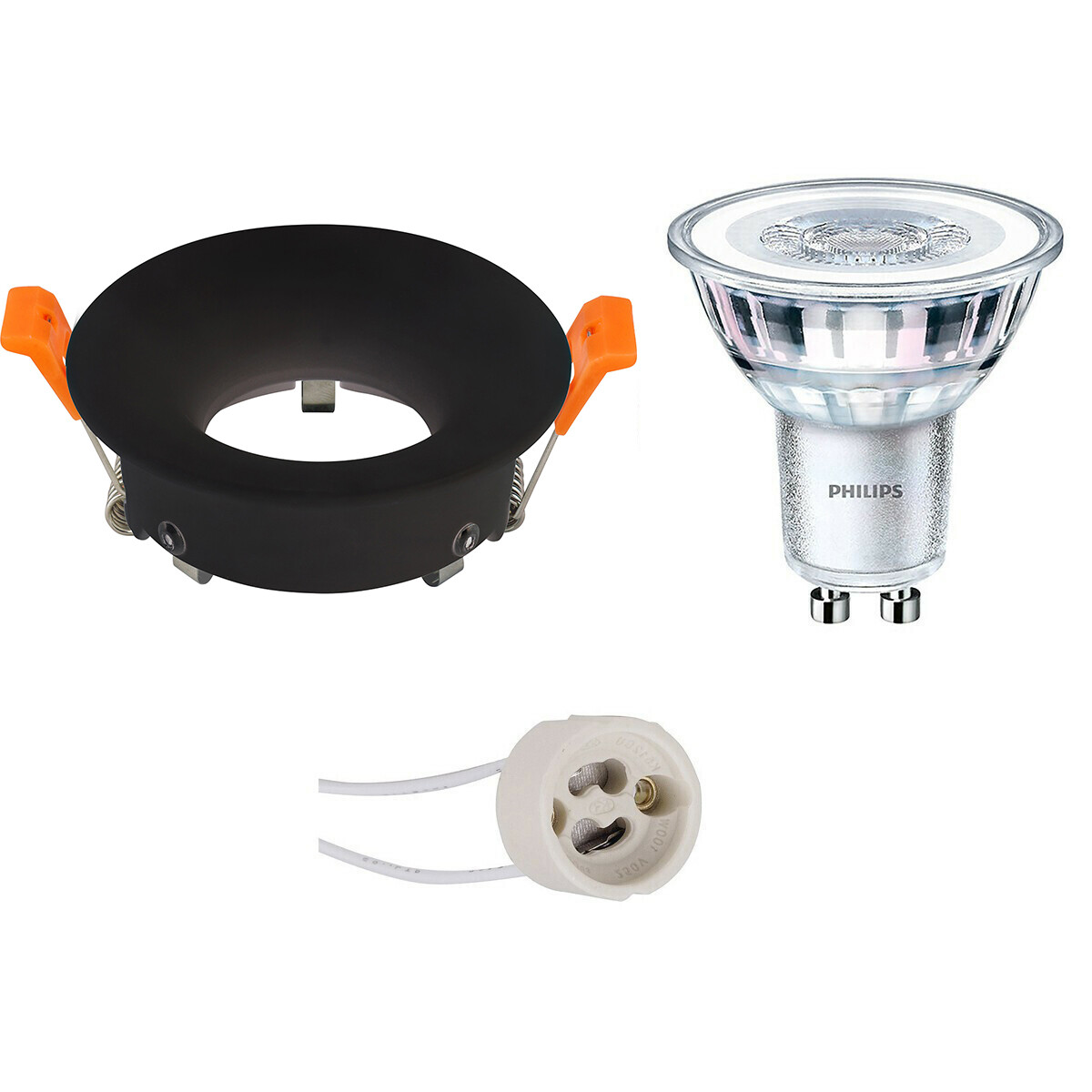 LED Spot Set - GU10 Fitting - Inbouw Rond - Mat Zwart - Ø85mm - Philips - CorePro 827 36D - 3.5W - Warm Wit 2700K product afbeelding