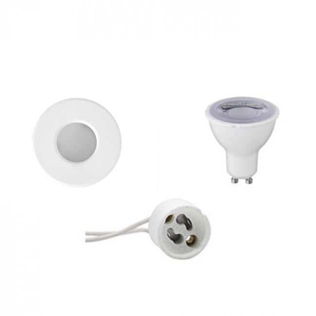 LED Spot Set - Aigi - GU10 Fitting - Waterdicht IP65 - Dimbaar - Inbouw Rond - Mat Wit - 6W - Helder/Koud Wit 6400K - Ø82mm