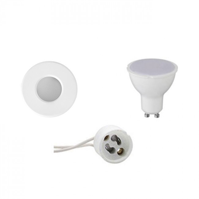 LED Spot Set GU10 Fitting Waterdicht IP65 Inbouw Rond Mat Wit 6W Helder-Koud Wit 6400K Ø82mm