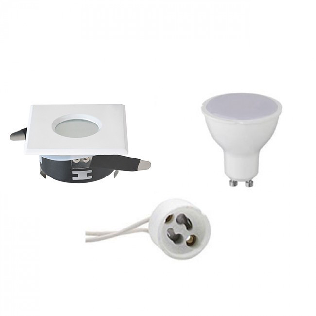 LED Spot Set GU10 Fitting Waterdicht IP65 Inbouw Vierkant Mat Wit 8W Helder-Koud Wit 6400K 82mm