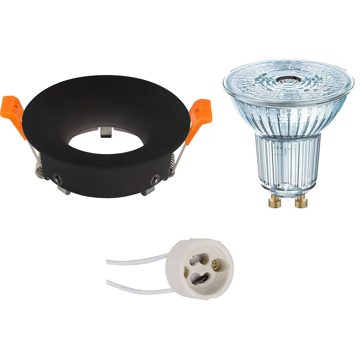 LED Spot Set - OSRAM Parathom PAR16 927 36D - GU10 Fitting - Dimbaar - Inbouw Rond - Mat Zwart - 5.5W - Warm Wit 2700K - Ø85mm product afbeelding