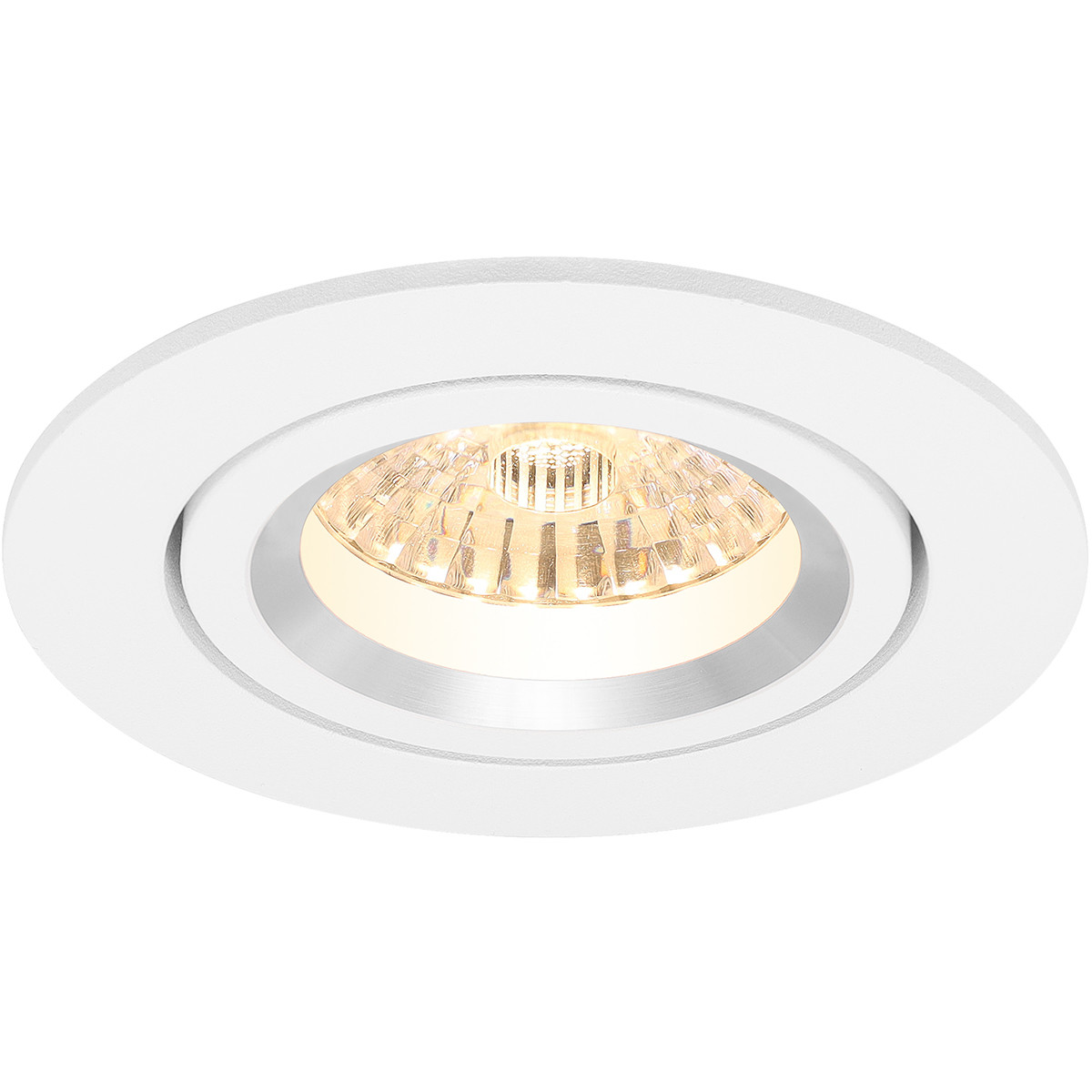 LED Spot Set - Pragmi Aerony Pro - GU10 Fitting - Dimbaar - Inbouw Rond - Mat Wit - 6W - Warm Wit 3000K - Kantelbaar - Ø82mm