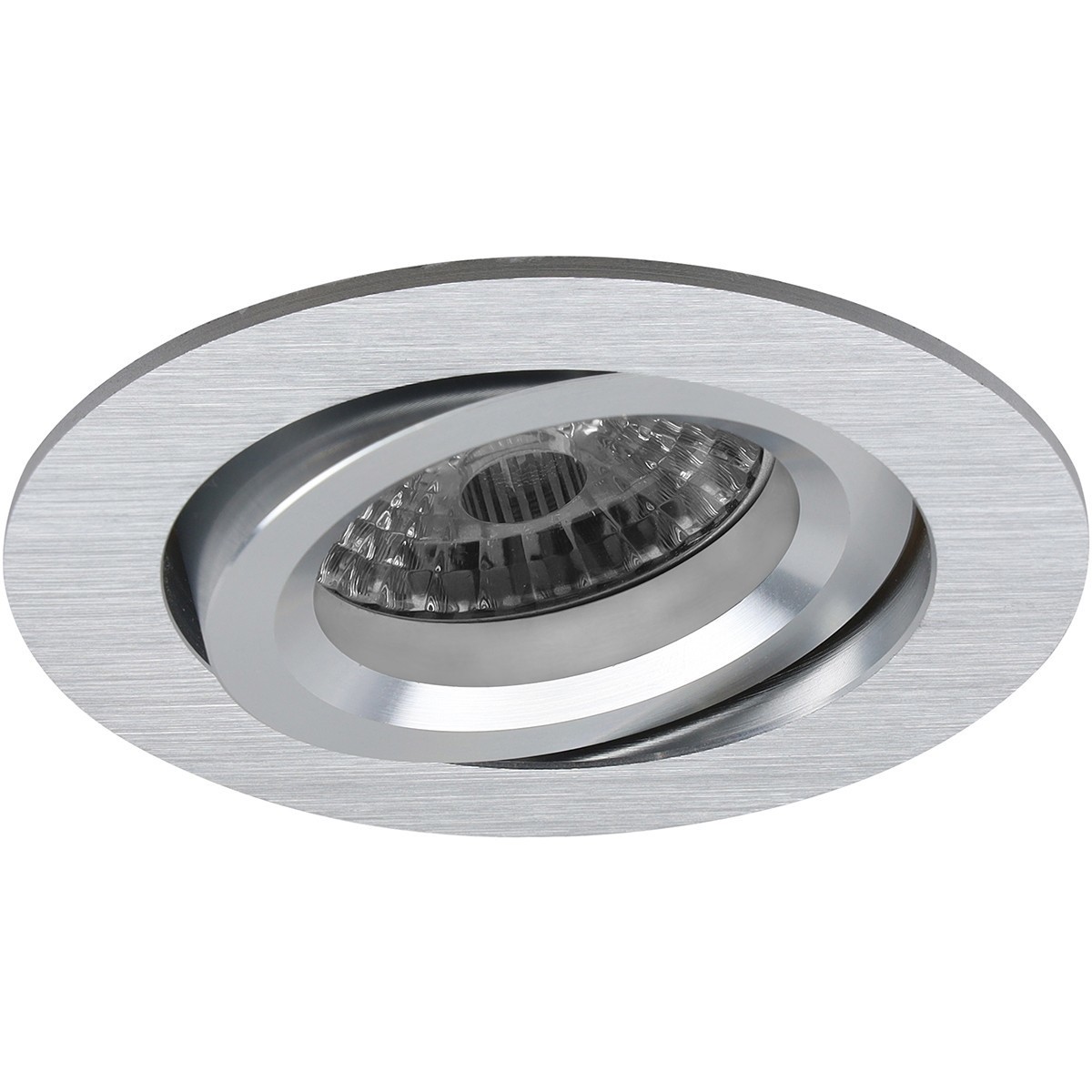 LED Spot Set - Pragmi Aerony Pro - GU10 Fitting - Dimbaar - Inbouw Rond - Mat Zilver - 6W - Helder/Koud Wit 6400K - Kantelbaar - Ø82mm