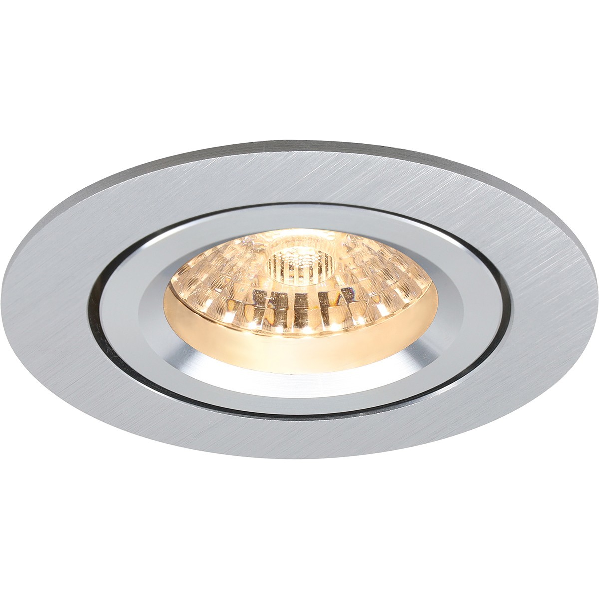 LED Spot Set - Pragmi Aerony Pro - GU10 Fitting - Dimbaar - Inbouw Rond - Mat Zilver - 6W - Warm Wit 3000K - Kantelbaar - Ø82mm