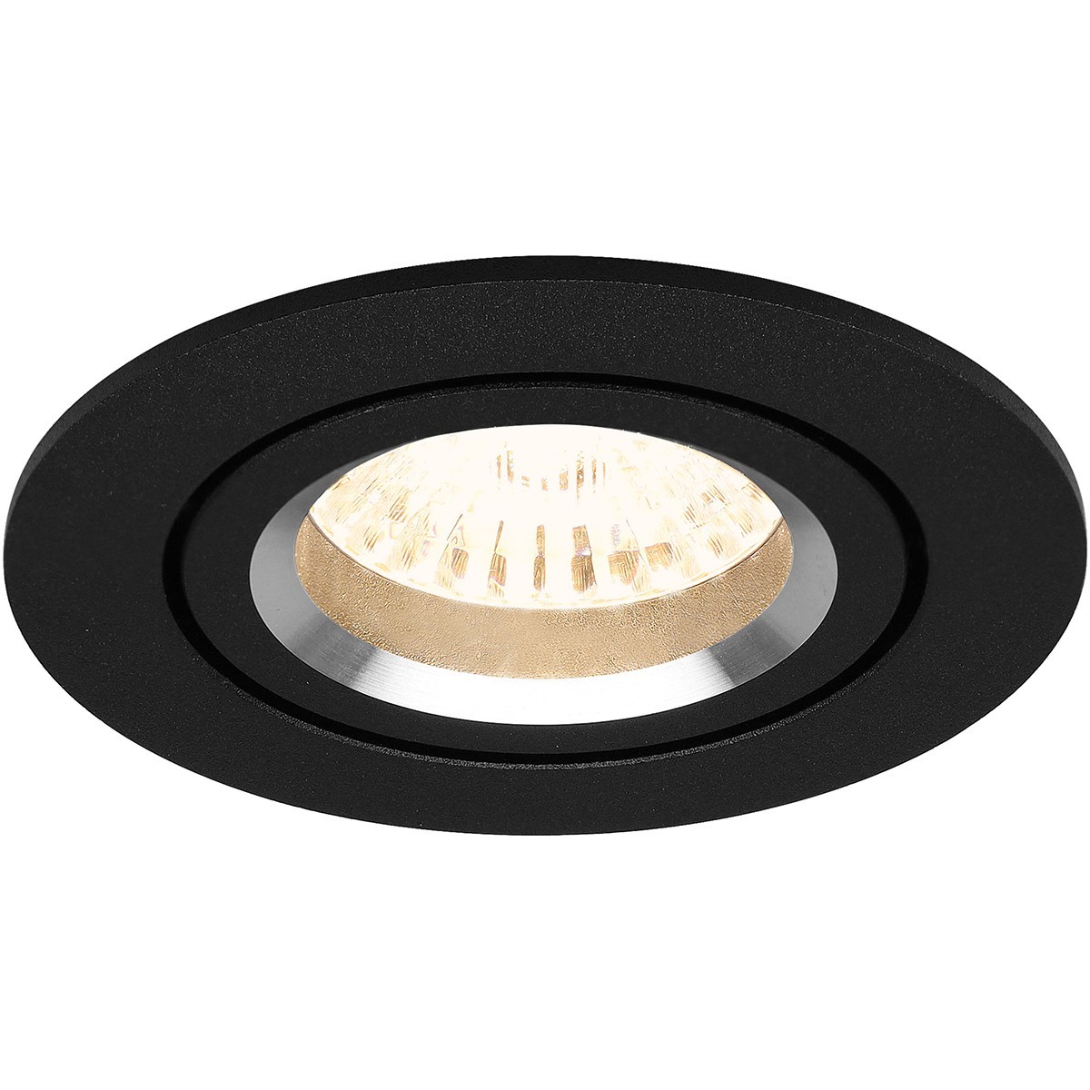 LED Spot Set - Pragmi Aerony Pro - GU10 Fitting - Dimbaar - Inbouw Rond - Mat Zwart - 6W - Helder/Koud Wit 6400K - Kantelbaar - Ø82mm