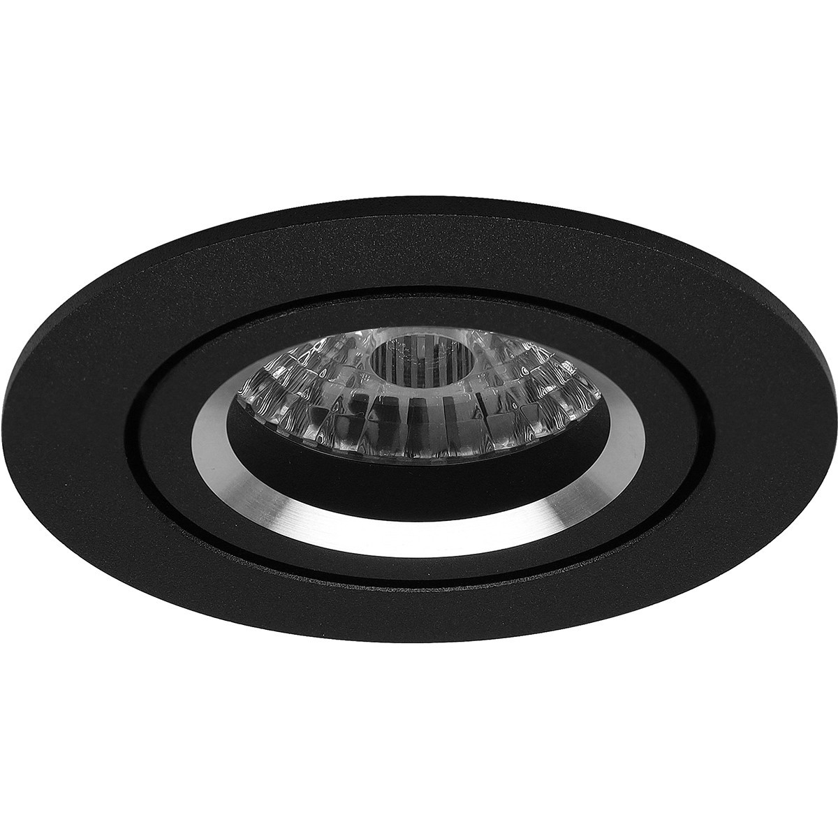 LED Spot Set - Pragmi Aerony Pro - GU10 Fitting - Dimbaar - Inbouw Rond - Mat Zwart - 6W - Warm Wit 3000K - Kantelbaar - Ø82mm