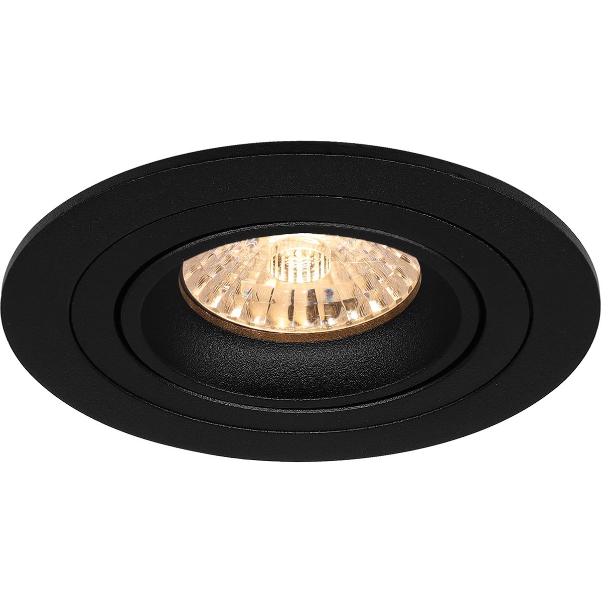 LED Spot Set - Pragmi Alpin Pro - GU10 Fitting - Dimbaar - Inbouw Rond - Mat Zwart - 6W - Helder/Koud Wit 6400K - Kantelbaar Ø92mm