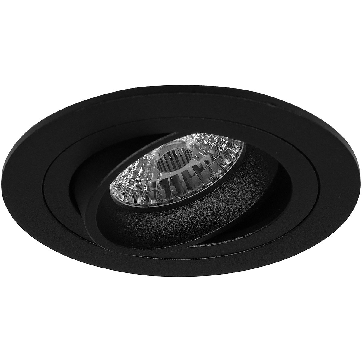 LED Spot Set - Pragmi Alpin Pro - GU10 Fitting - Dimbaar - Inbouw Rond - Mat Zwart - 6W - Warm Wit 3000K - Kantelbaar Ø92mm