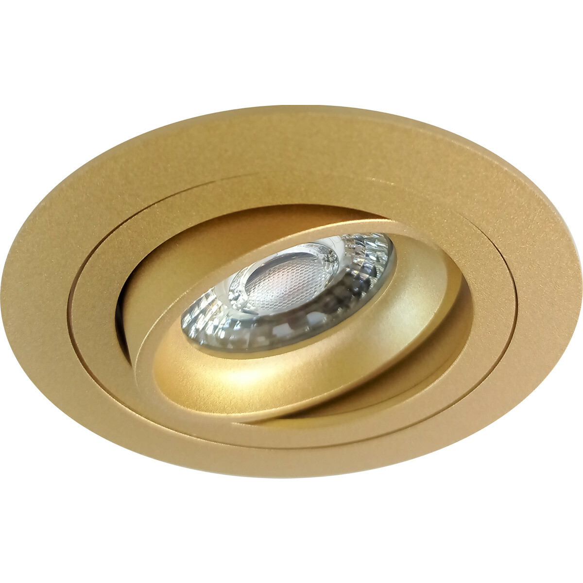 LED Spot Set - Pragmi Alpin Pro - GU10 Fitting - Dimbaar - Inbouw Rond - Mat Goud - 6W - Natuurlijk Wit 4200K - Kantelbaar - Ø92mm