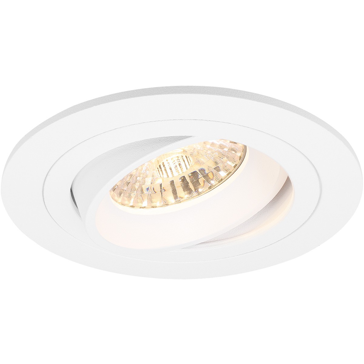 LED Spot Set - Pragmi Alpin Pro - GU10 Fitting - Inbouw Rond - Mat Wit - 4W - Warm Wit 3000K - Kantelbaar Ø92mm