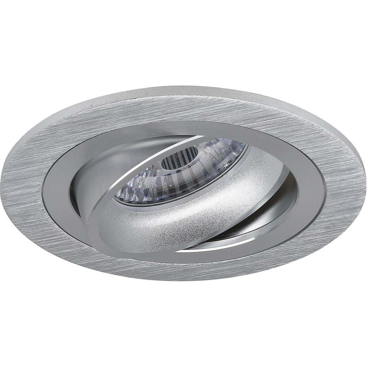 LED Spot Set - Aigi - Pragmi Alpin Pro - GU10 Fitting - Inbouw Rond - Mat Zilver - 6W - Warm Wit 3000K - Kantelbaar Ø92mm