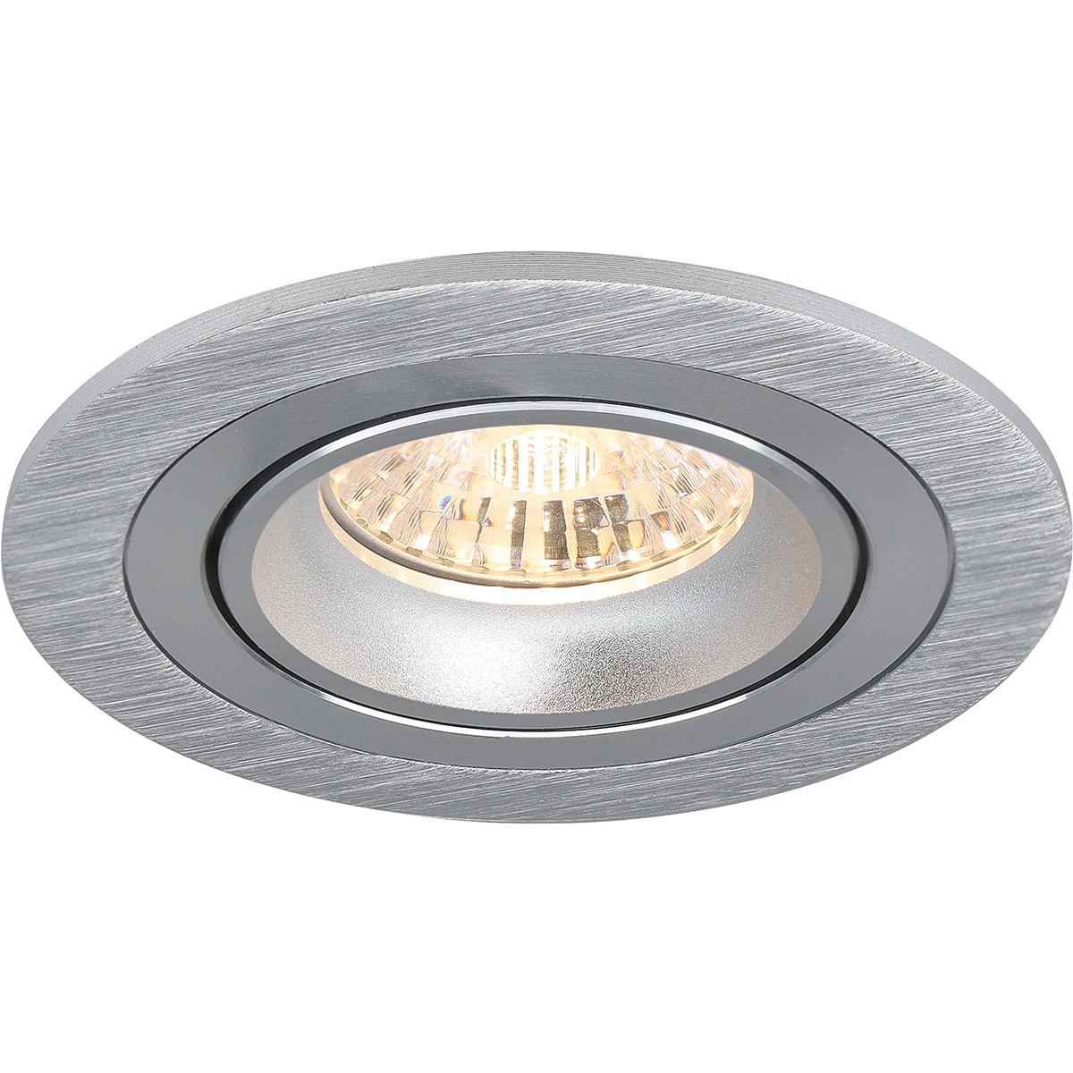 LED Spot Set - Aigi - Pragmi Alpin Pro - GU10 Fitting - Inbouw Rond - Mat Zilver - 6W - Warm Wit 3000K - Kantelbaar Ø92mm