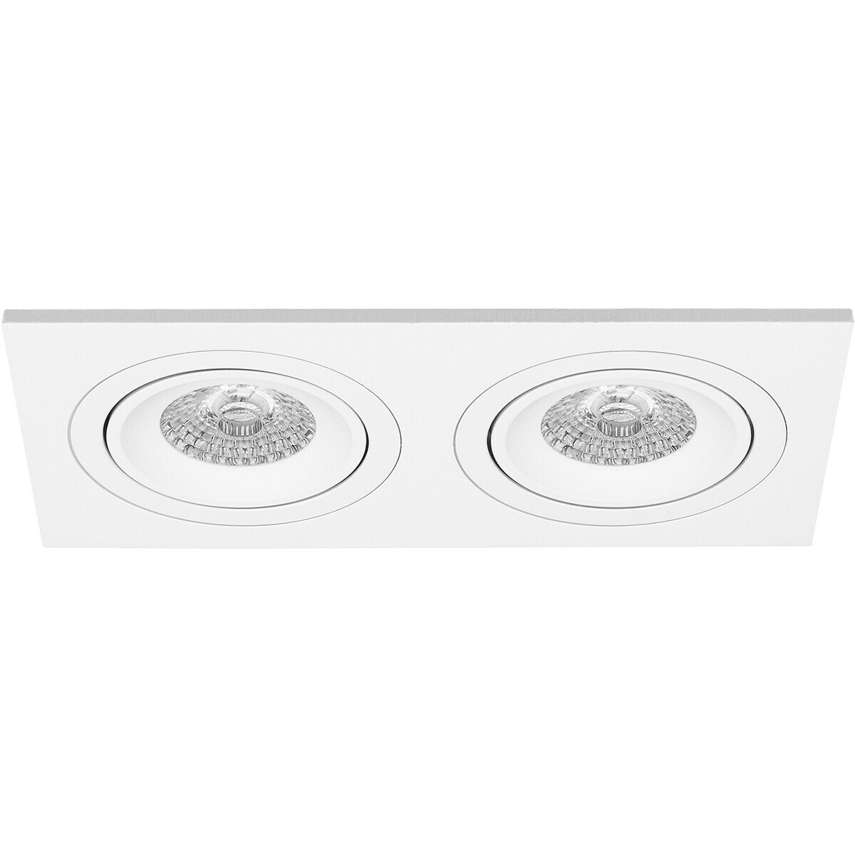 LED Spot Set - Aigi - Pragmi Borny Pro - GU10 Fitting - Inbouw Rechthoek Dubbel - Mat Wit - 6W - Helder/Koud Wit 6400K - Kantelbaar - 175x92mm