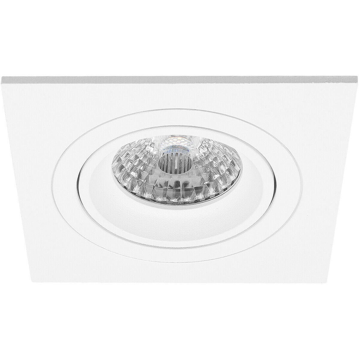 LED Spot Set - Pragmi Borny Pro - GU10 Fitting - Dimbaar - Inbouw Vierkant - Mat Wit - 6W - Helder/Koud Wit 6400K - Kantelbaar - 92mm