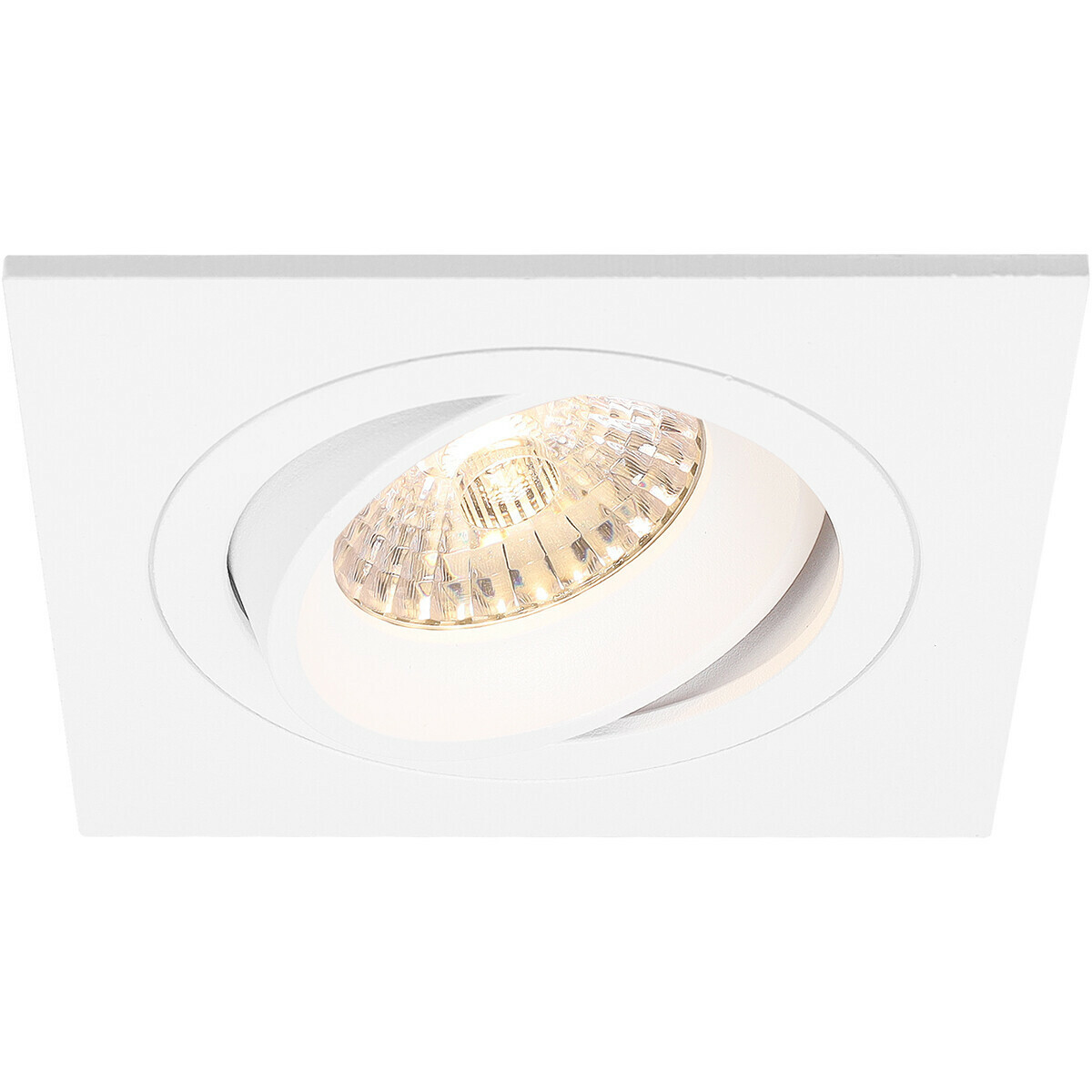 LED Spot Set - Pragmi Borny Pro - GU10 Fitting - Dimbaar - Inbouw Vierkant - Mat Wit - 6W - Helder/Koud Wit 6400K - Kantelbaar - 92mm