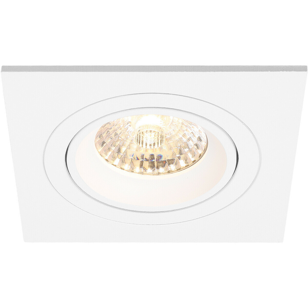 LED Spot Set - Pragmi Borny Pro - GU10 Fitting - Dimbaar - Inbouw Vierkant - Mat Wit - 6W - Helder/Koud Wit 6400K - Kantelbaar - 92mm