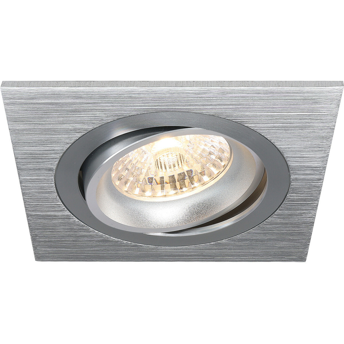 LED Spot Set - Pragmi Borny Pro - GU10 Fitting - Dimbaar - Inbouw Vierkant - Mat Zilver - 6W - Helder/Koud Wit 6400K - Kantelbaar - 92mm