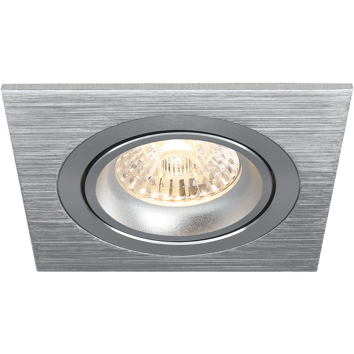 LED Spot Set - Pragmi Borny Pro - GU10 Fitting - Dimbaar - Inbouw Vierkant - Mat Zilver - 6W - Helder/Koud Wit 6400K - Kantelbaar - 92mm