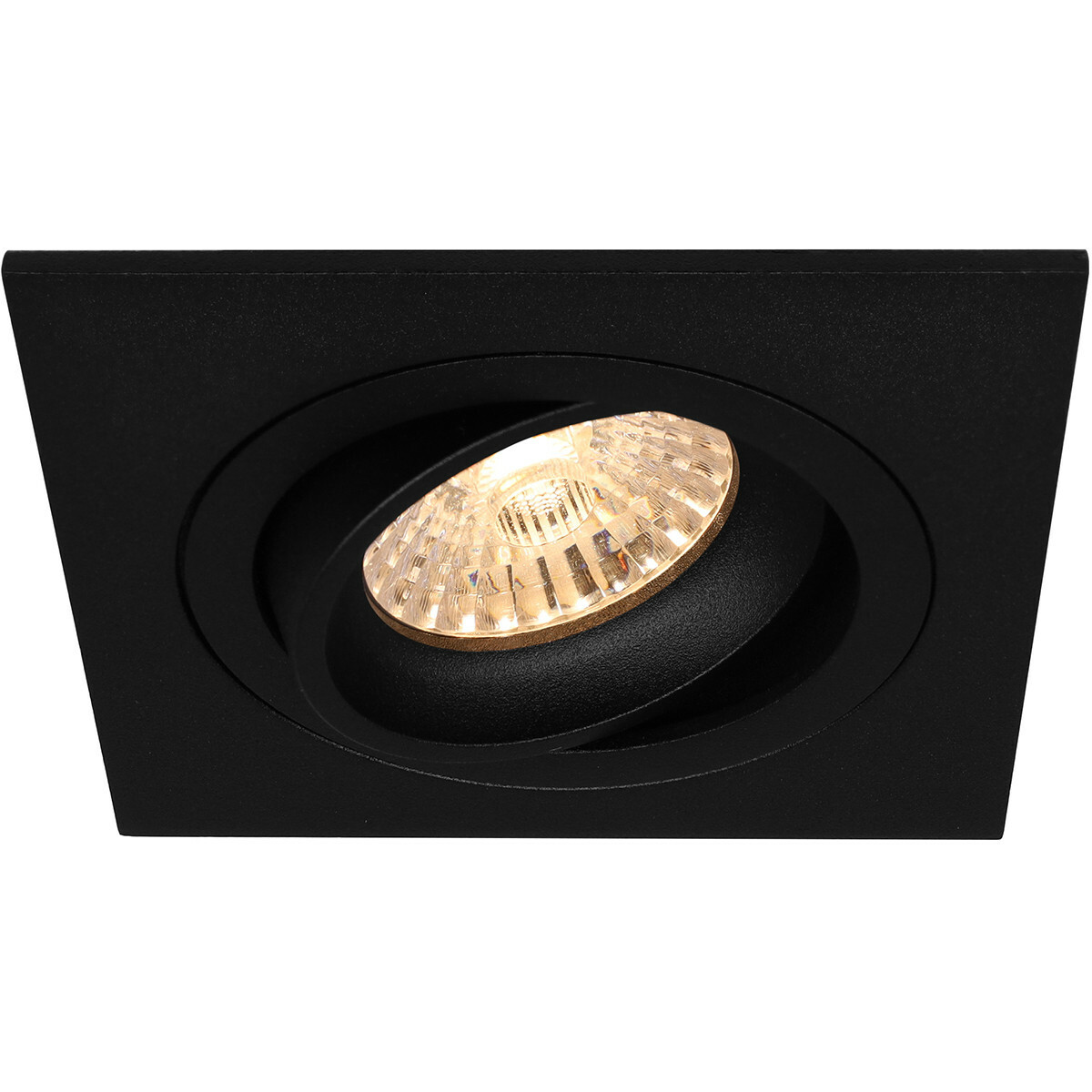 LED Spot Set - Pragmi Borny Pro - GU10 Fitting - Inbouw Vierkant - Mat Zwart - 4W - Helder/Koud Wit 6400K - Kantelbaar - 92mm