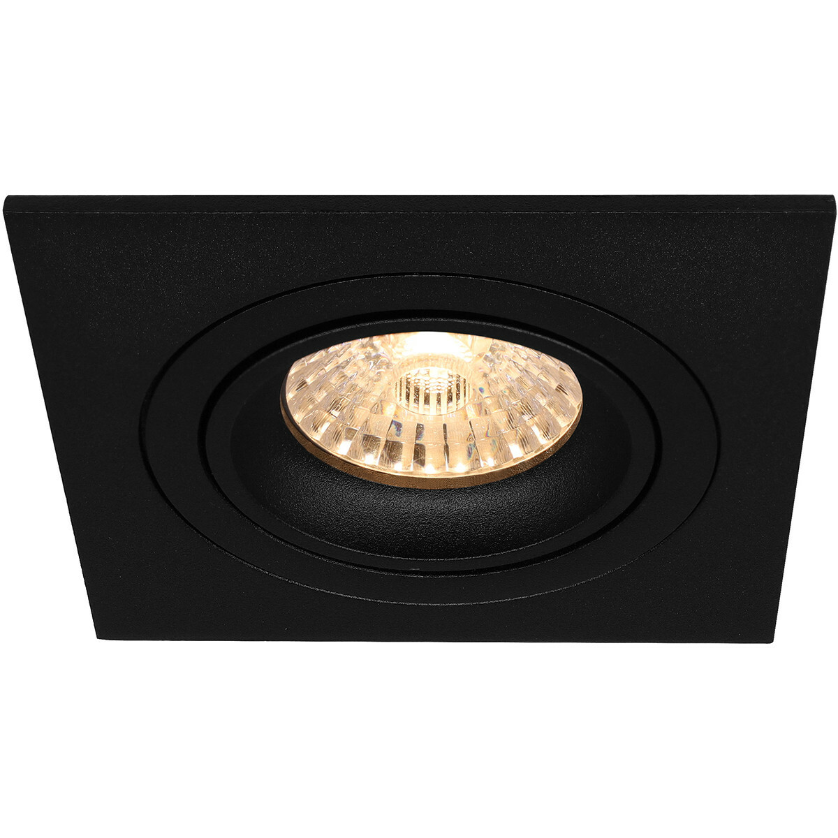 LED Spot Set - Pragmi Borny Pro - GU10 Fitting - Dimbaar - Inbouw Vierkant - Mat Zwart - 6W - Helder/Koud Wit 6400K - Kantelbaar - 92mm