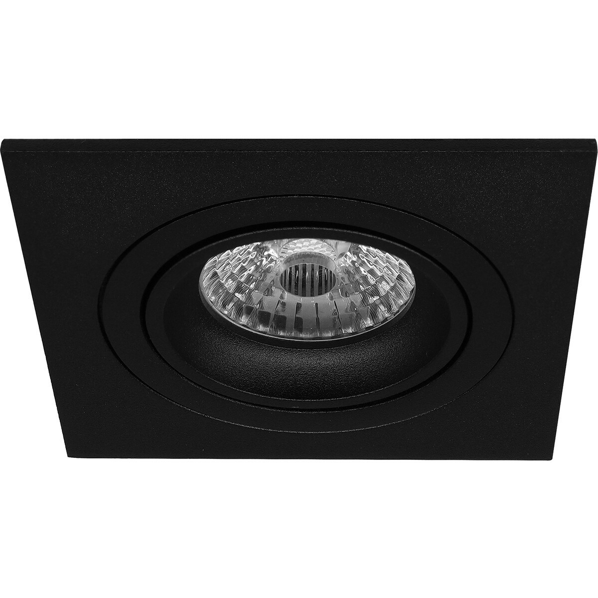 LED Spot Set - Aigi - Pragmi Borny Pro - GU10 Fitting - Inbouw Vierkant - Mat Zwart - 8W - Helder/Koud Wit 6400K - Kantelbaar - 92mm