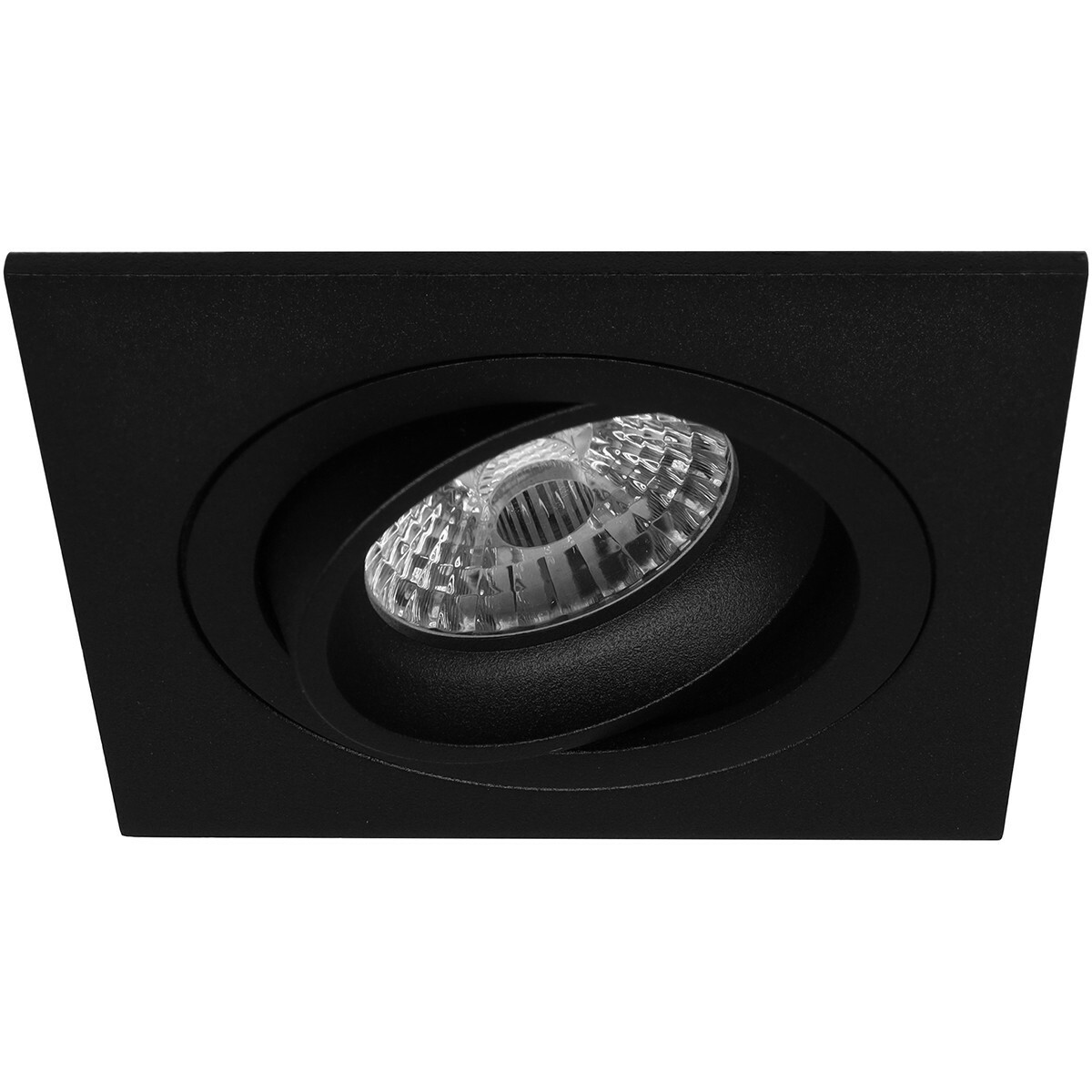 LED Spot Set - Pragmi Borny Pro - GU10 Fitting - Inbouw Vierkant - Mat Zwart - 6W - Natuurlijk Wit 4200K - Kantelbaar - 92mm