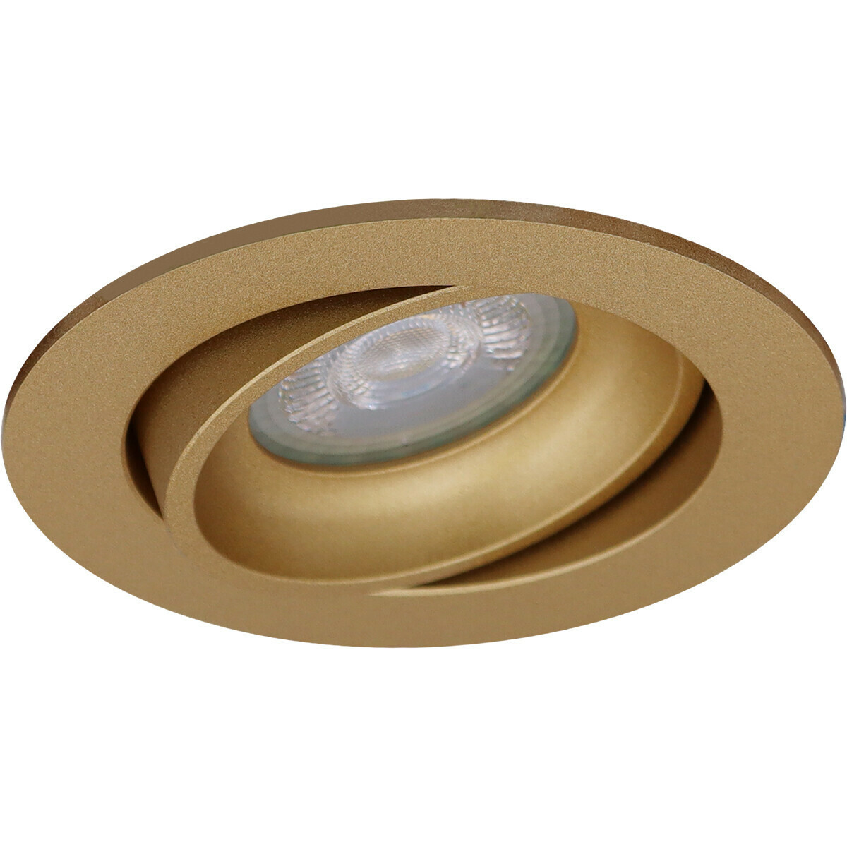 LED Spot Set - Pragmi Delton Pro - GU10 Fitting - Inbouw Rond - Mat Goud - 4W - Natuurlijk Wit 4200K - Kantelbaar - Ø82mm