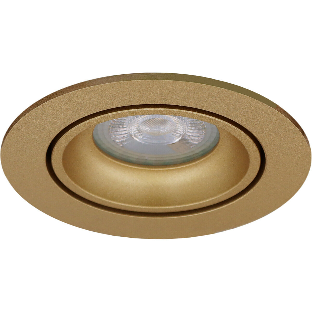 LED Spot Set - Pragmi Delton Pro - GU10 Fitting - Inbouw Rond - Mat Goud - 4W - Warm Wit 3000K - Kantelbaar - Ø82mm