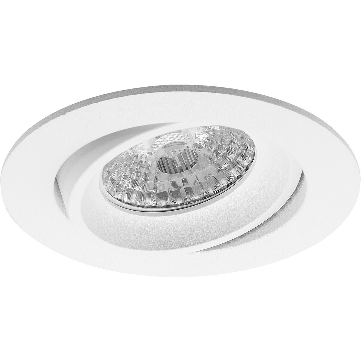 LED Spot Set - Aigi - Pragmi Delton Pro - GU10 Fitting - Inbouw Rond - Mat Wit - 6W - Helder/Koud Wit 6400K - Kantelbaar - Ø82mm