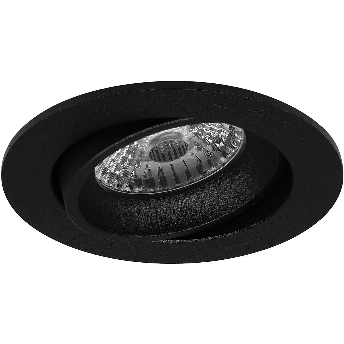 LED Spot Set - Aigi - Pragmi Delton Pro - GU10 Fitting - Inbouw Rond - Mat Zwart - 6W - Helder/Koud Wit 6400K - Kantelbaar - Ø82mm