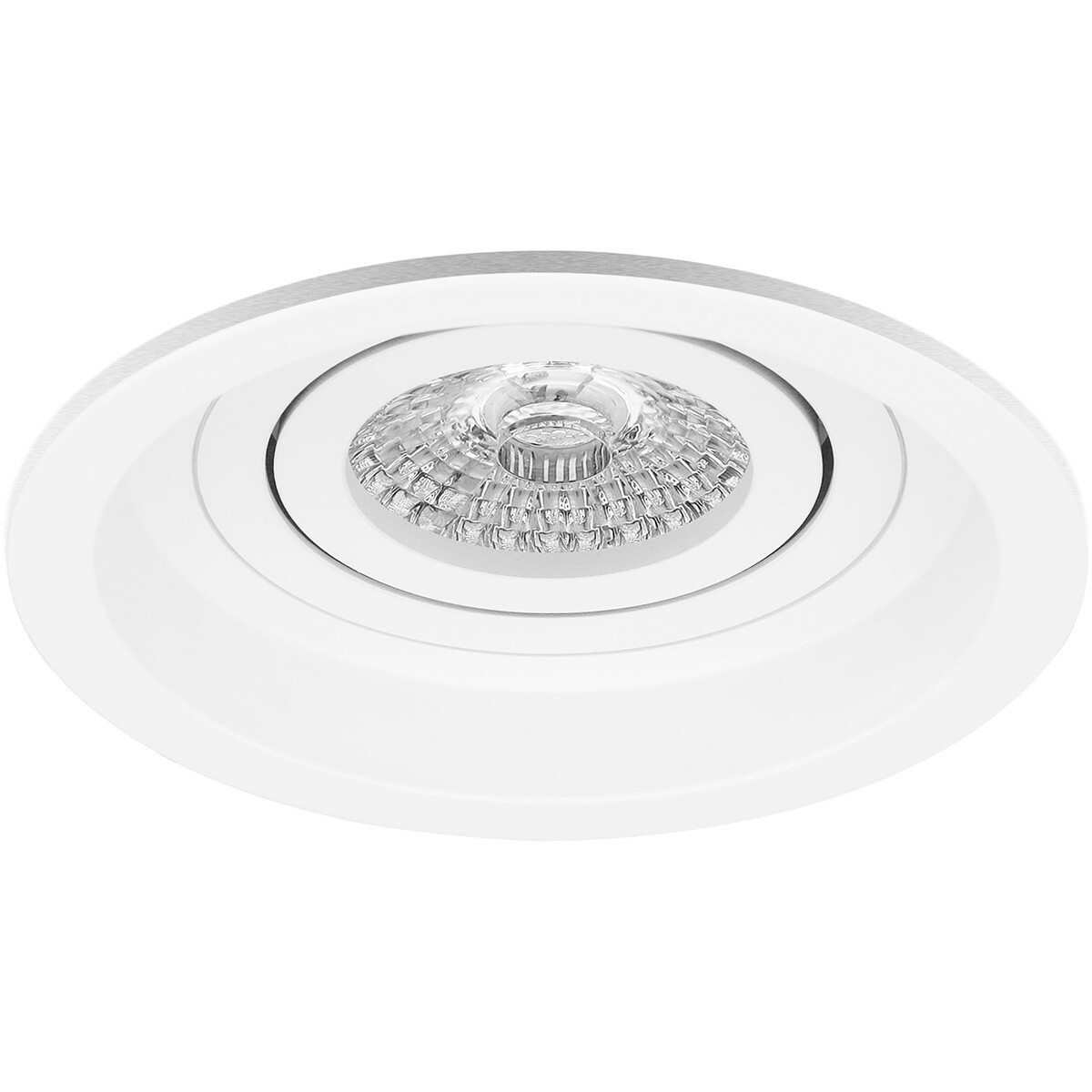 LED Spot Set - Aigi - Pragmi Domy Pro - GU10 Fitting - Inbouw Rond - Mat Wit - 8W - Helder/Koud Wit 6400K - Verdiept - Kantelbaar - Ø105mm