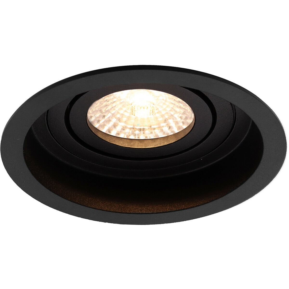 LED Spot Set - Pragmi Domy Pro - GU10 Fitting - Dimbaar - Inbouw Rond - Mat Zwart - 6W - Natuurlijk Wit 4200K - Verdiept - Kantelbaar - Ø105mm