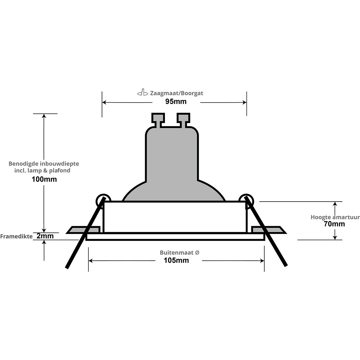 LED Spot Set - Aigi - Pragmi Domy Pro - GU10 Fitting - Inbouw Rond - Mat Zwart - 6W - Warm Wit 3000K - Verdiept - Kantelbaar - Ø105mm