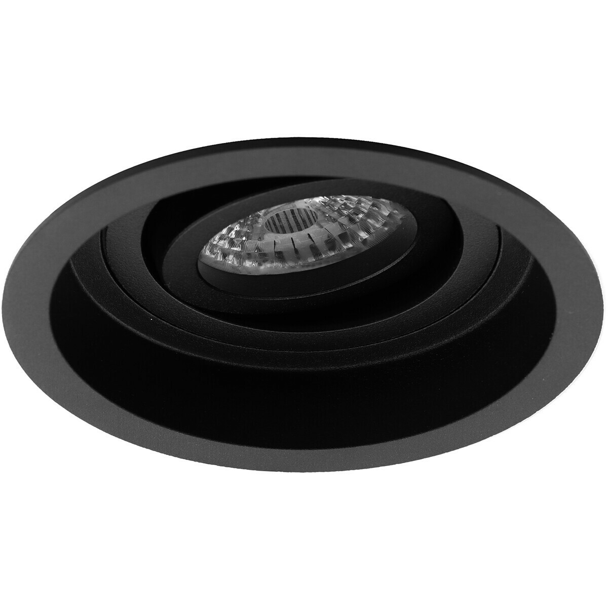 LED Spot Set - Aigi - Pragmi Domy Pro - GU10 Fitting - Inbouw Rond - Mat Zwart - 8W - Warm Wit 3000K - Verdiept - Kantelbaar - Ø105mm