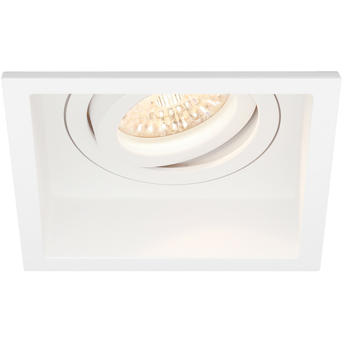 LED Spot Set - Pragmi Domy Pro - GU10 Fitting - Dimbaar - Inbouw Vierkant - Mat Wit - 6W - Helder/Koud Wit 6400K - Verdiept - Kantelbaar - 105mm