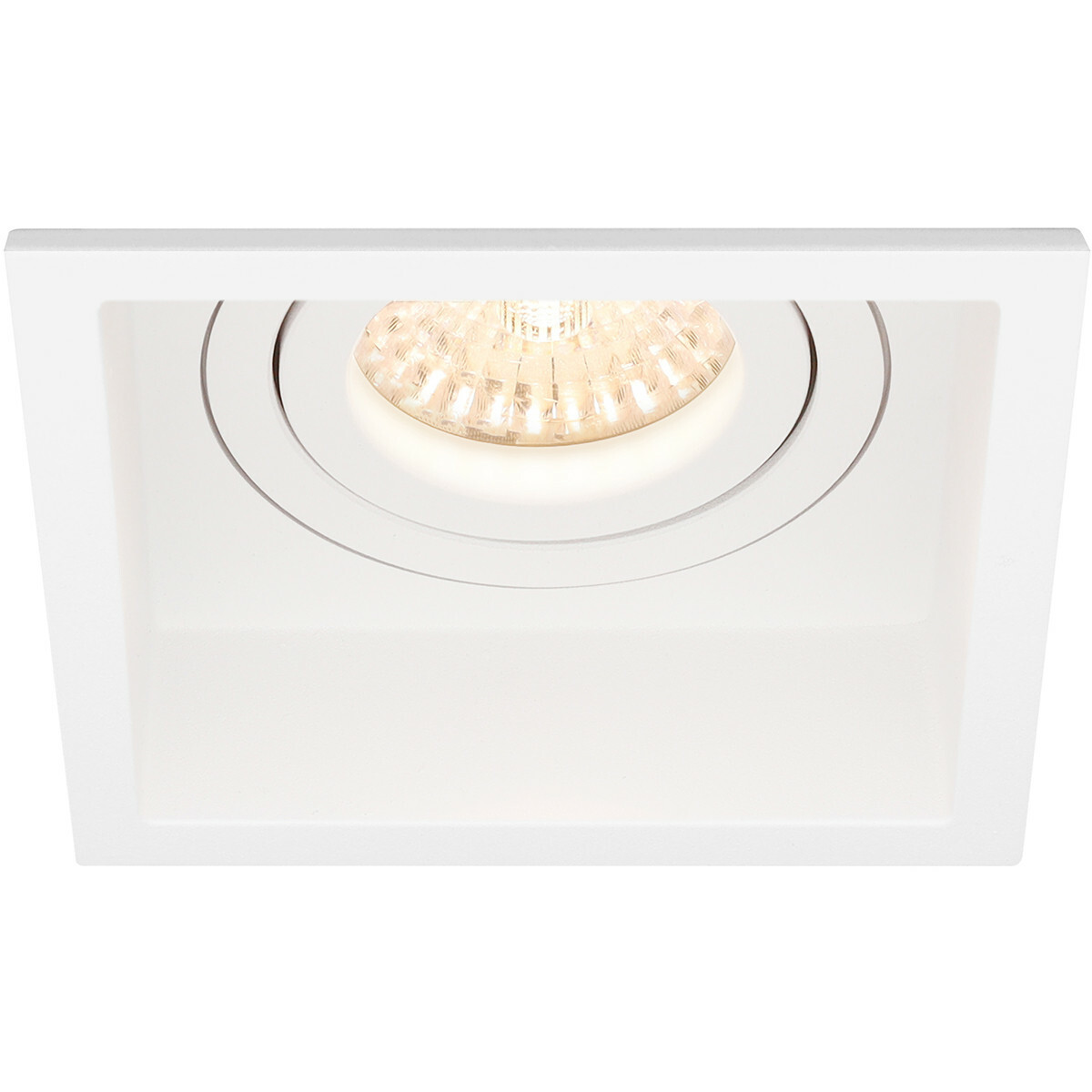 LED Spot Set - Pragmi Domy Pro - GU10 Fitting - Dimbaar - Inbouw Vierkant - Mat Wit - 6W - Helder/Koud Wit 6400K - Verdiept - Kantelbaar - 105mm