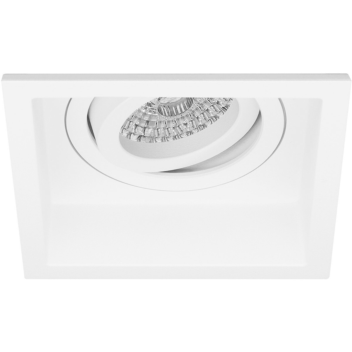 LED Spot Set - Pragmi Domy Pro - GU10 Fitting - Inbouw Vierkant - Mat Wit - 4W - Helder/Koud Wit 6400K - Verdiept - Kantelbaar - 105mm