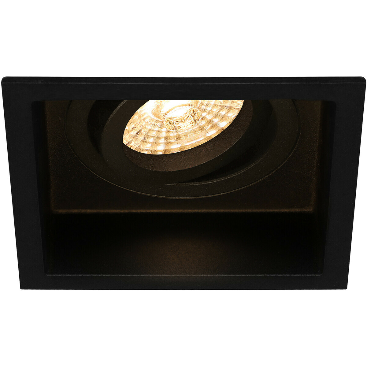 LED Spot Set - Pragmi Domy Pro - GU10 Fitting - Dimbaar - Inbouw Vierkant - Mat Zwart - 6W - Natuurlijk Wit 4200K - Verdiept - Kantelbaar - 105mm