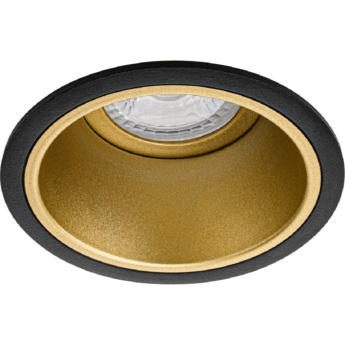 LED Spot Set - Pragmi Minko Pro - GU10 Fitting - Dimbaar - Inbouw Rond - Mat Zwart/Goud - 6W - Helder/Koud Wit 6400K - Verdiept - Ø90mm