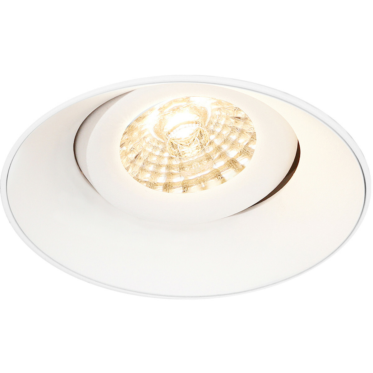 LED Spot Set - Pragmi Nivas Pro - GU10 Fitting - Inbouw Rond - Mat Wit - 4W - Warm Wit 3000K - Trimless - Kantelbaar - Ø150mm