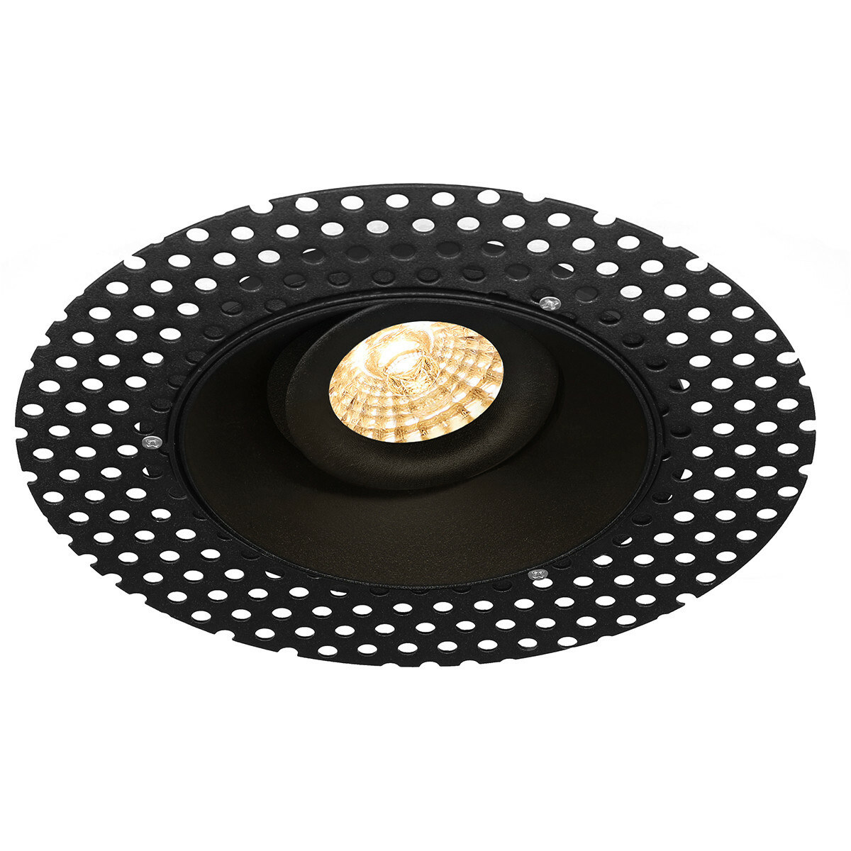 LED Spot Set - Pragmi Nivas Pro - GU10 Fitting - Dimbaar - Inbouw Rond - Mat Zwart - 6W - Helder/Koud Wit 6400K - Trimless - Kantelbaar - Ø150mm